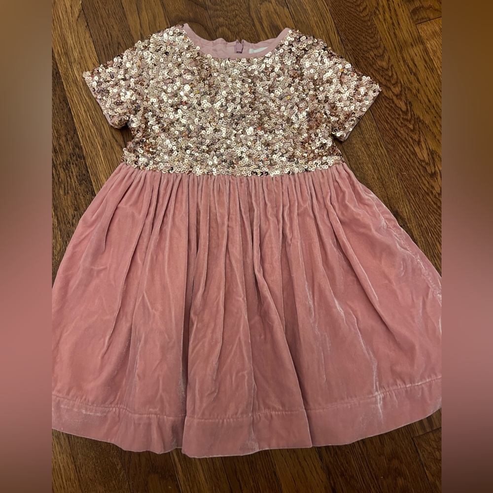 Mini Boden Rose Pink Satin Sequin Dress